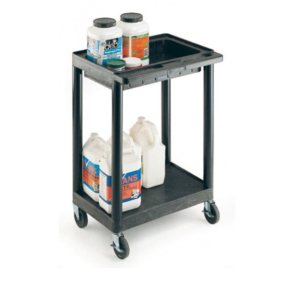 VGI347L Strong Plastic 2 Level Shelf Trolley with 1 Top Tray and 1 Flat