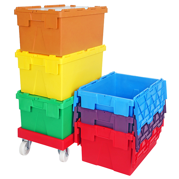 Plastic crates with shop lids