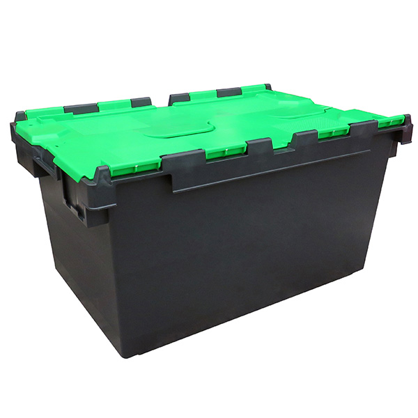 LC3-P/Black/Red Large Recycled Plastic Hinged Lid Container (710 x 460 x  368mm) 80 Litres