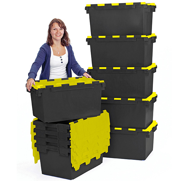LC3 P BLACK COLOUR LID Recycled 80 Litre Plastic Storage Crates