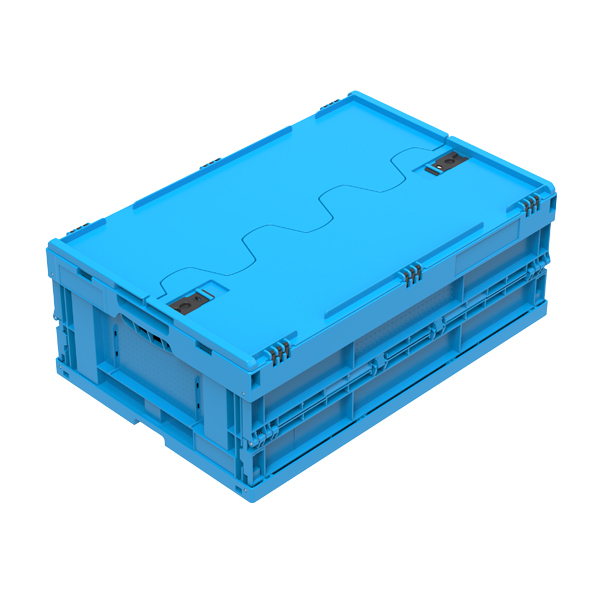 WALTHER Folding Container With Attached Hinged Lid in Blue (600 x 400 x