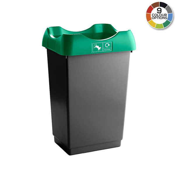 PRECY50 Open Top Recycling Bins with Colour Coded Lids 620 x 410 x 320mm 50 Litres Plastor