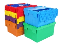 Coloured and 2 Tone Green Attached Lid Containers Range
