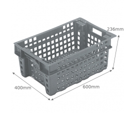 Perforated 37 litre container crate