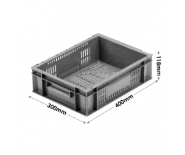 Ref: 21009* Euro Stacking Ventilated Container 10 Litres (400 x 300 x 118mm)
