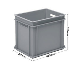 3-305-0 Grey Range Euro Container with Hand Holes - 30 litres