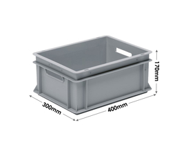 3-307-0 Grey Range Euro Container - 15 Litres With Hand Holes