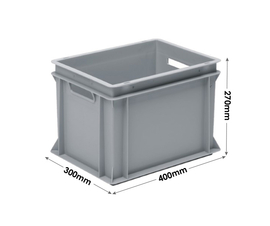 3-312-0 Grey Range Euro Container With Hand Holes - 25 litres