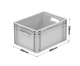 400 x 300 x 220mm Euro Stacking Container with Hand Holes