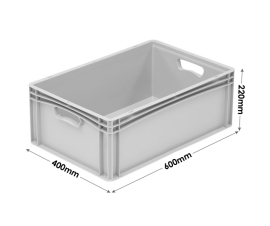 600 x 400 x 220mm Euro Stacking Container Tray with Hand Holes