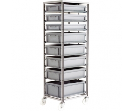 CT272 Adjustable Mobile Tray Rack With 8 Euro Containers