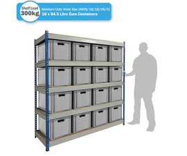 Shelving Bay with 16 x BK-ES64/32 (64.5 Litre) Euro Stacking Containers