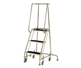 S215 Stainless Steel Mobile 3 Steps with Grab Rail