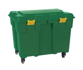 Green storage trunk with wheels