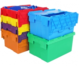 Coloured and 2 Tone Green Attached Lid Containers Range