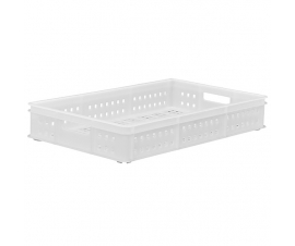 White Stacking Confectionery Trays 30 Litre Mesh Sides And Base