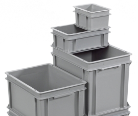 Grey Euro Stacking Container Range Without Lids (Drop on Lid Optional)