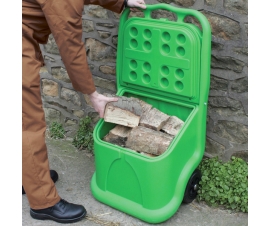 Log Fire Wood Storage Container on Wheels