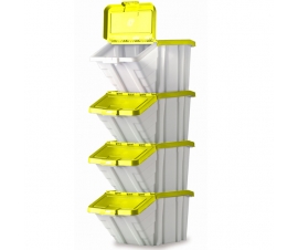 Stacked Picking Bins with Yellow Hinged Lids