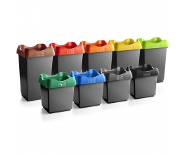 Recycling bin group with dark grey base