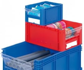 Open End Euro Picking Container Bins in Blue or Red