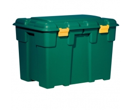 Plastic Storage Trunk with Lid - Green with Yellow Hinges