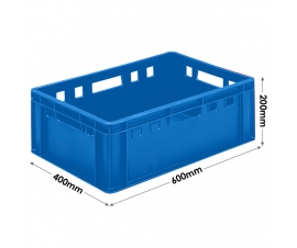 Blue 600 x 400 x 200mm Plastic Meat Crate