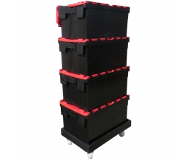 ROTO64D Black Recycled Dolly with Attached Lid Containers