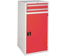 Euroslide cabinet with 2 drawers and 1 cupboard in red