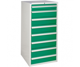 Euroslide cabinet with 8 drawers in green