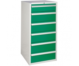 Euroslide cabinet with 6 drawers in green