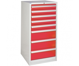 Euroslide cabinet with 8 drawers in red