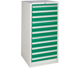 Euroslide cabinet with 11 drawers in green