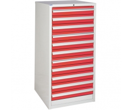 Euroslide cabinet with 11 drawers in red