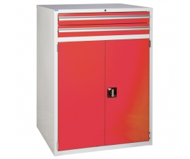 Euroslide cabinet with 2 drawers and 1 cupboard in red