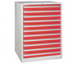 Euroslide cabinet with 11 drawers in red