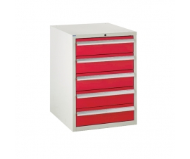 Euroslide cabinet with 5 drawers in red