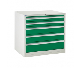 Euroslide cabinet with 5 drawers in green