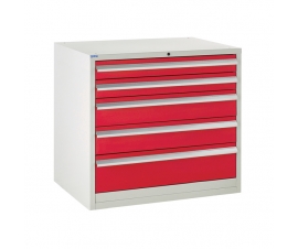 Euroslide cabinet with 5 drawers in red