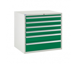 Euroslide cabinet with 6 drawers in green