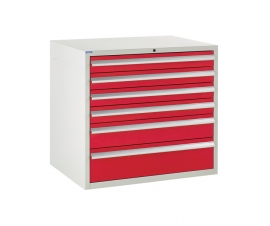 Euroslide cabinet with 6 drawers in red