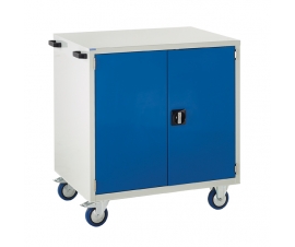 Mobile Euroslide cabinet with 1 cupboard in blue