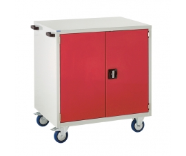 Mobile Euroslide cabinet with 1 cupboard in red