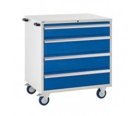 Mobile Euroslide cabinet with 4 drawers in blue