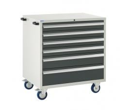 Mobile Euroslide cabinet with 6 drawers in grey