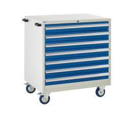 Mobile Euroslide cabinet with 7 drawers in blue