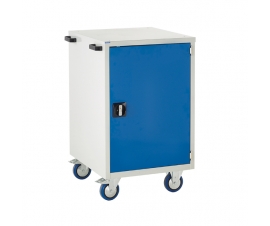 Mobile Euroslide cabinet with 1 cupboard in blue