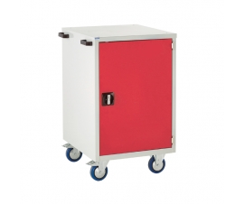 Mobile Euroslide cabinet with 1 cupboard in red