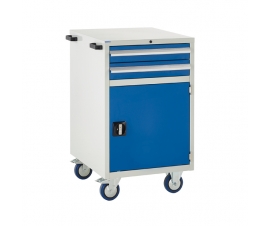 Mobile Euroslide cabinet with 2 drawers and 1 cupboard in blue