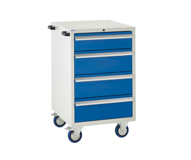 Mobile Euroslide cabinet with 4 drawers in blue